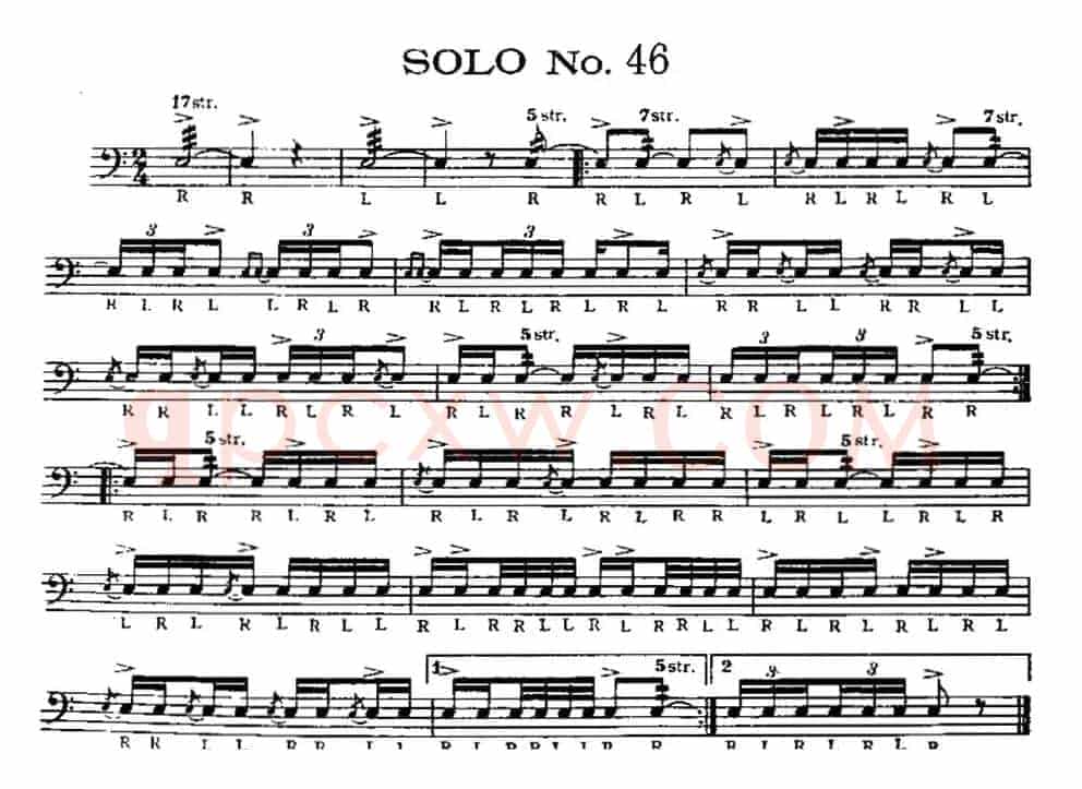 美国军鼓 SOLO No.46-50（爵士鼓谱）