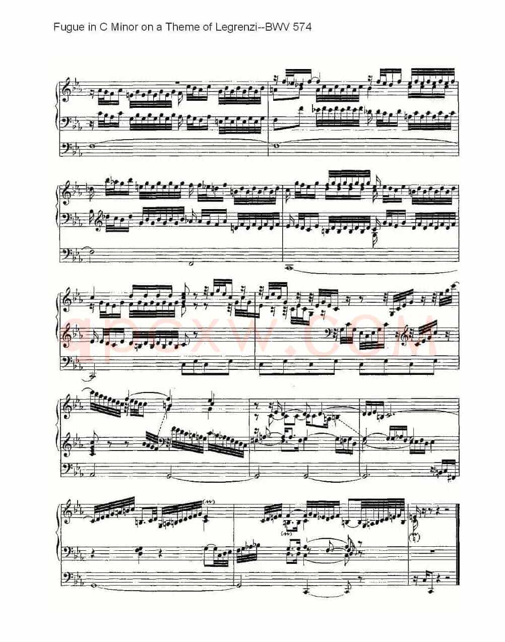 Fugue in C Minor on a Theme of Legrenzi--BWV 574 (管风琴谱)