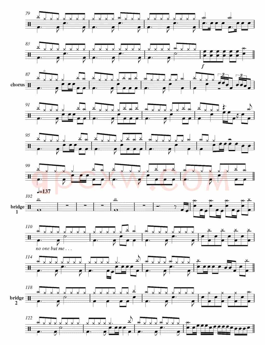 爵士鼓谱：Metallica-fade to black