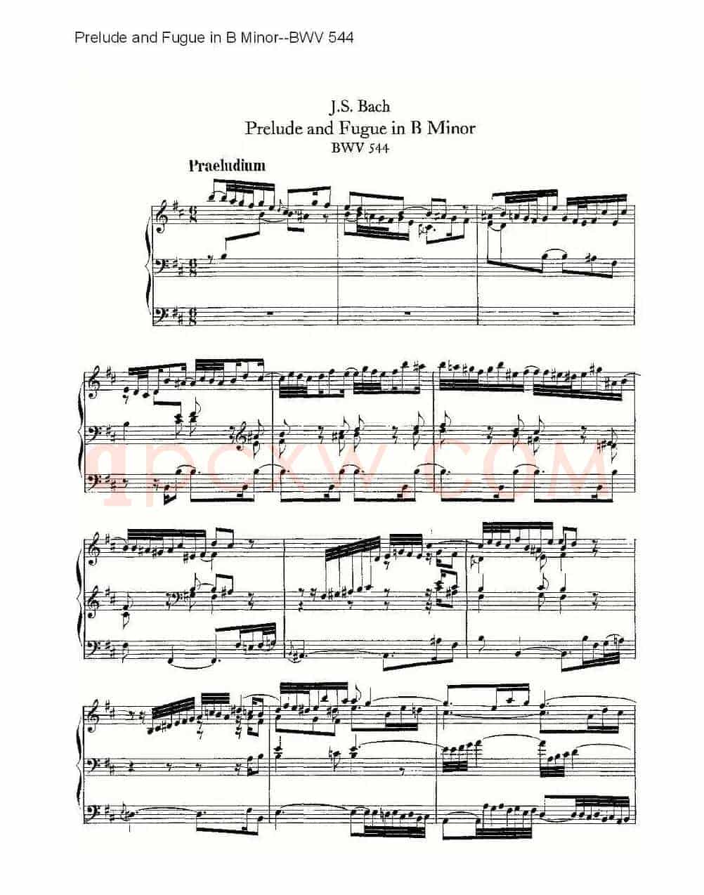 Prelude and Fugue in B Minor--BWV 544 (管风琴谱)