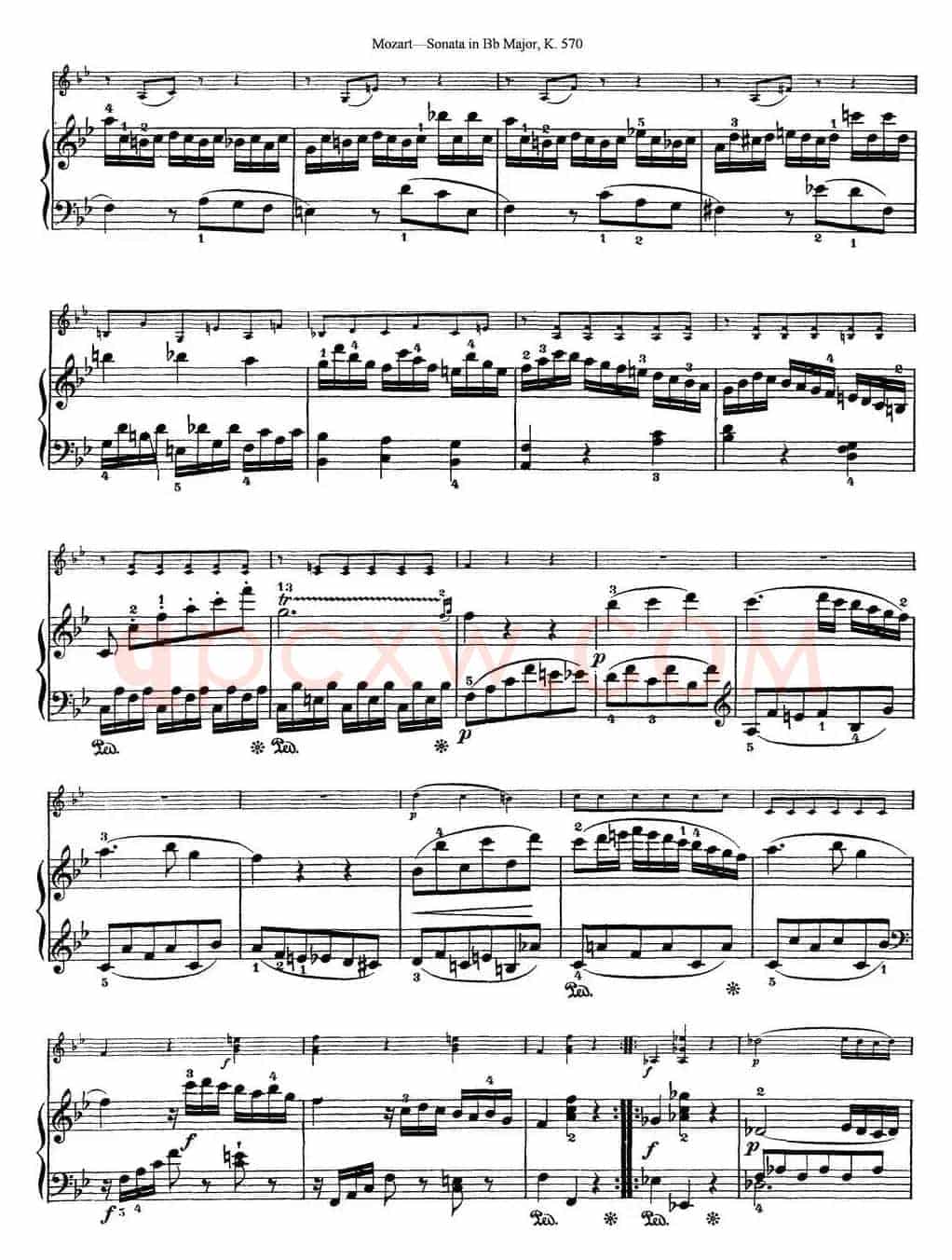Violin Sonata in Bb Major K.570（小提琴+钢琴伴奏）