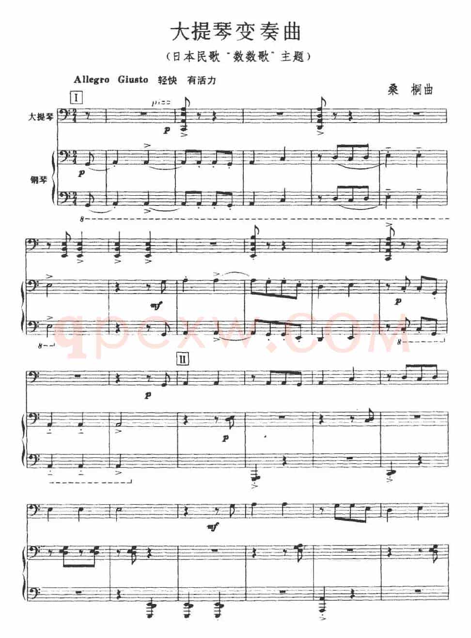 大提琴变奏曲（大提琴+钢琴伴奏）