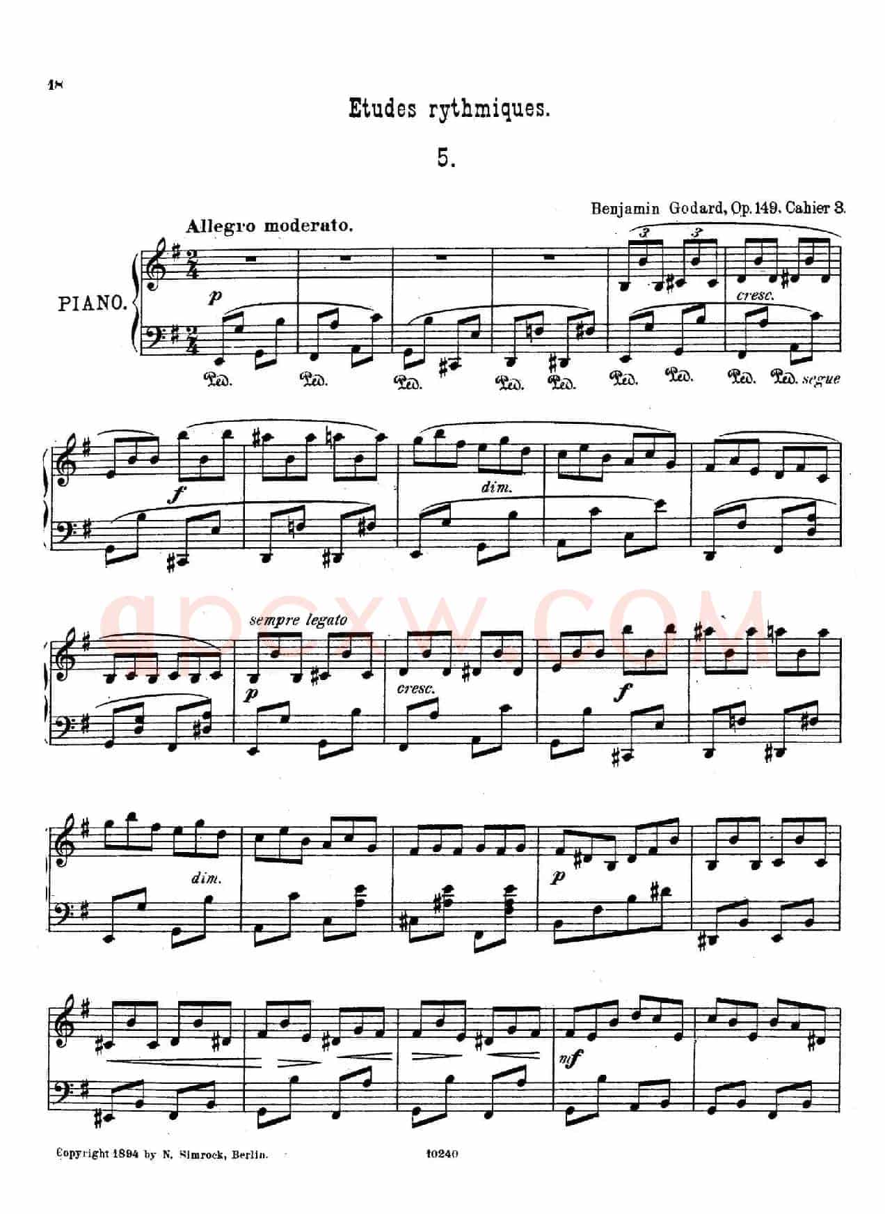 Etudes Rythmiques Op.149(节奏练习曲集)(5)