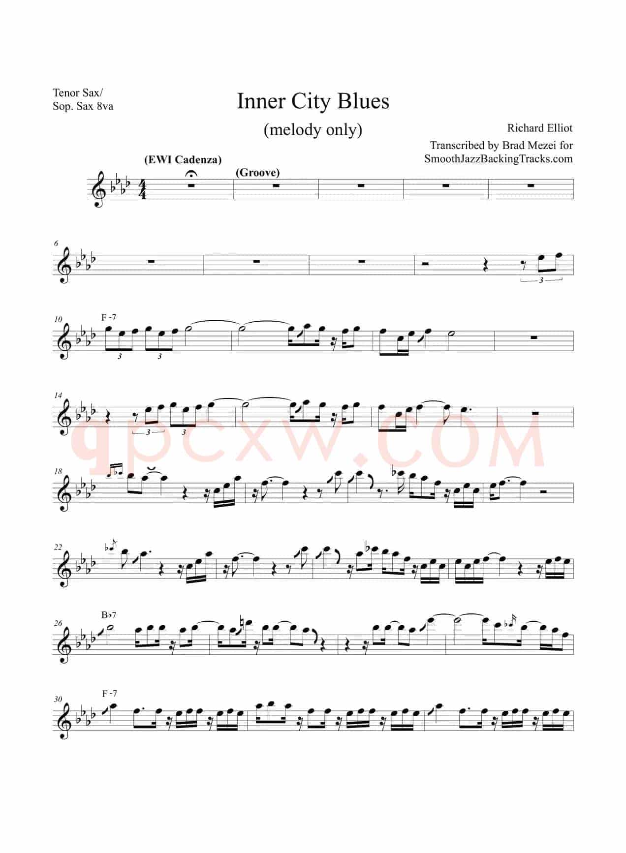 Inner City Blues（次中音萨克斯\高音萨克斯）