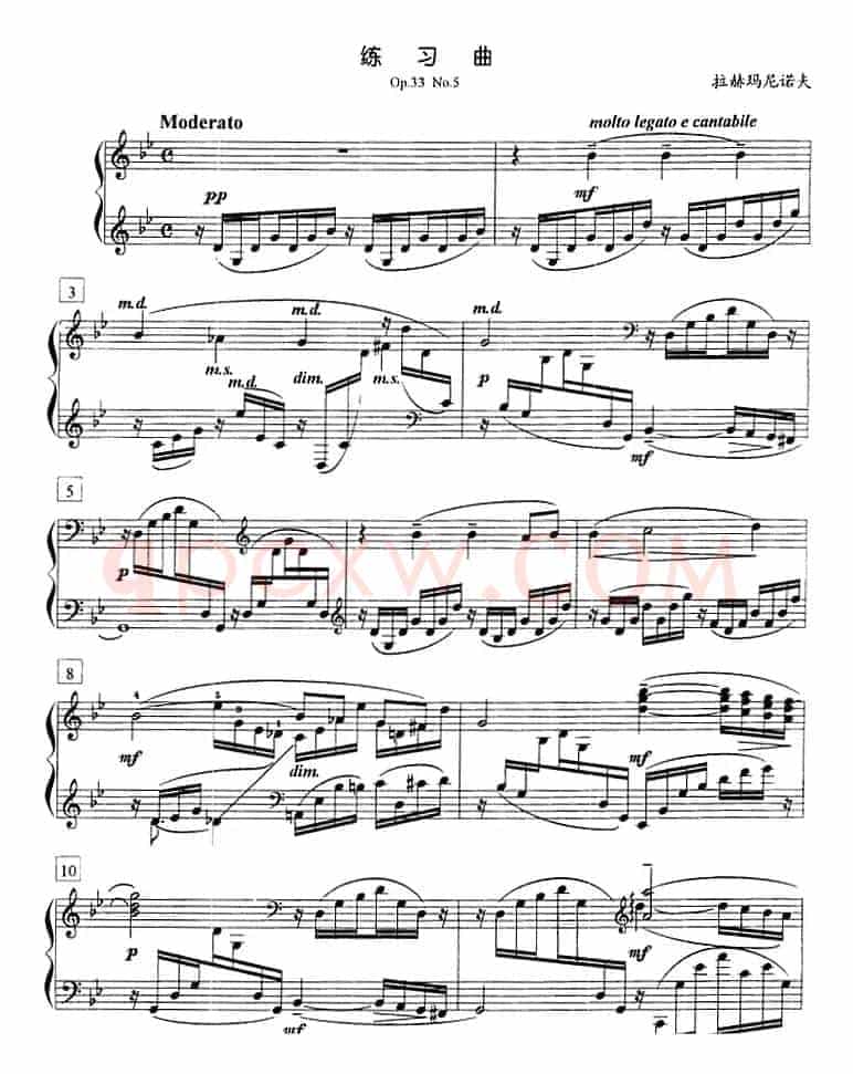 钢琴教程第八级 练习曲（Op.33 No.5）