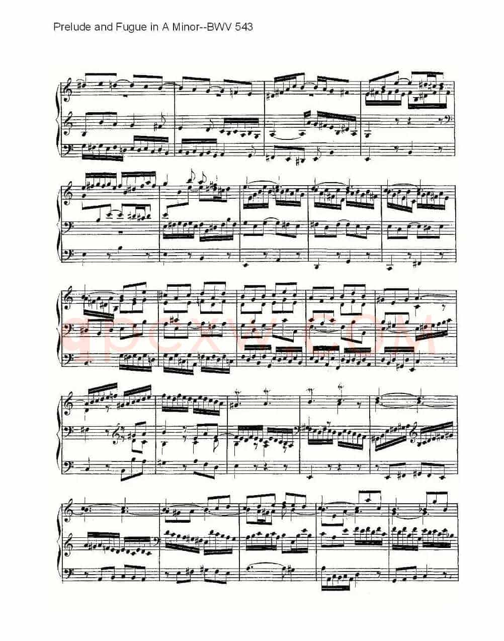 Prelude and Fugue in A Minor--BWV 543 （管风琴谱）
