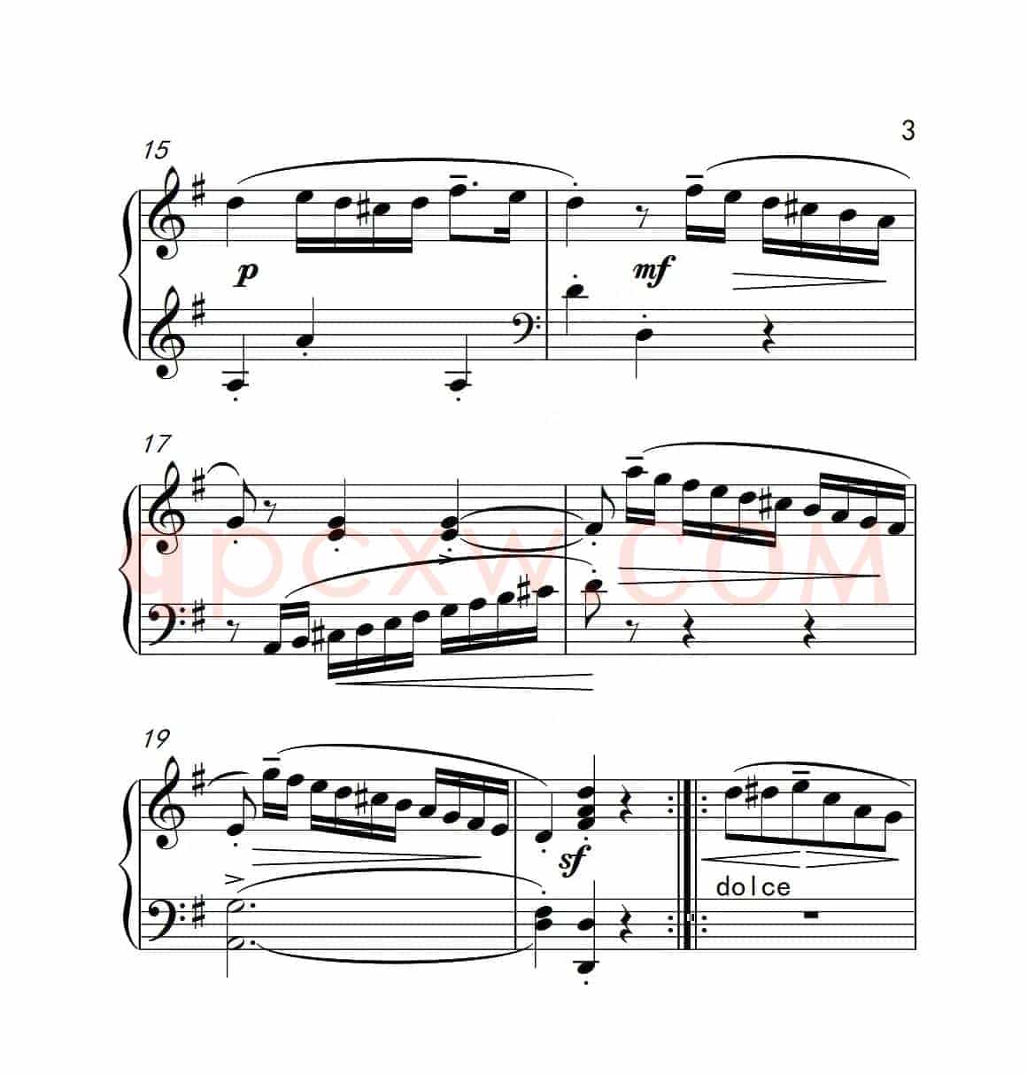 第四级A组 G大调小奏鸣曲（中国音乐学院钢琴考级作品1~6级）