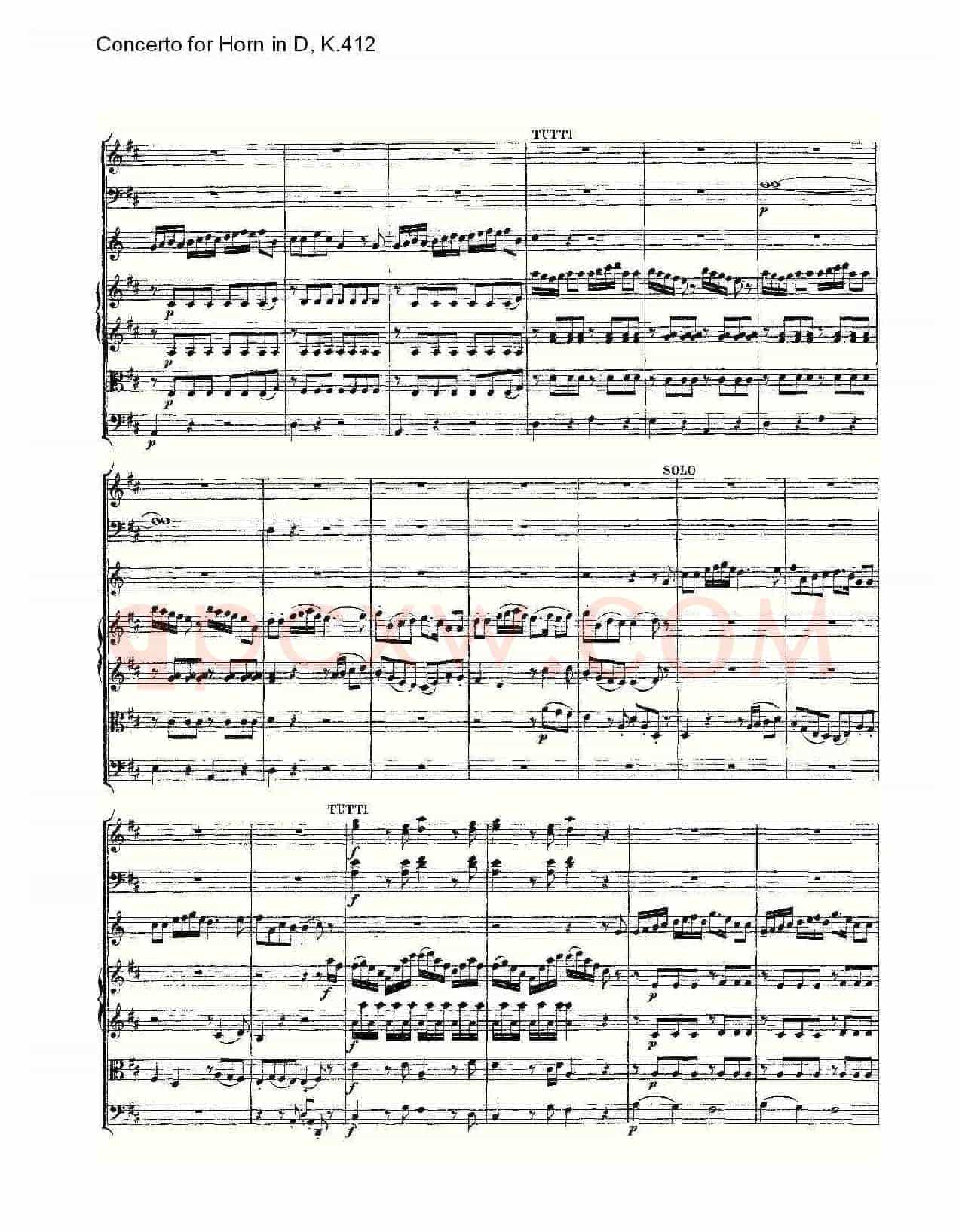 Concerto for Horn in D, K.412(D调法国号协奏曲, K.412)