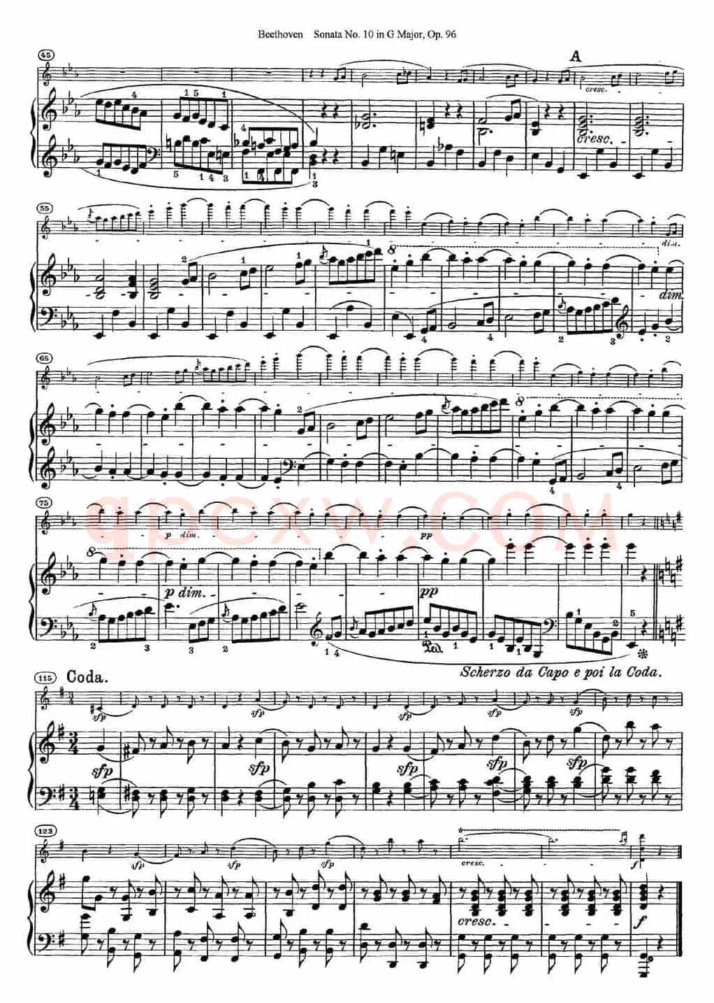 Violin Sonata No.10 in G Major Op.96（小提琴+钢琴伴奏）