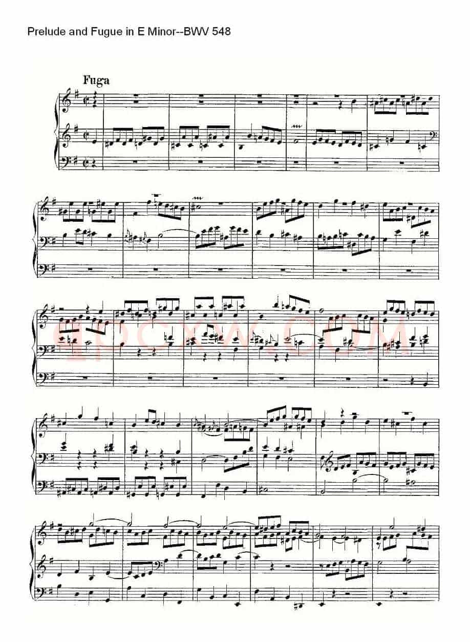 Prelude and Fugue in E Minor--BWV 548 (管风琴谱)