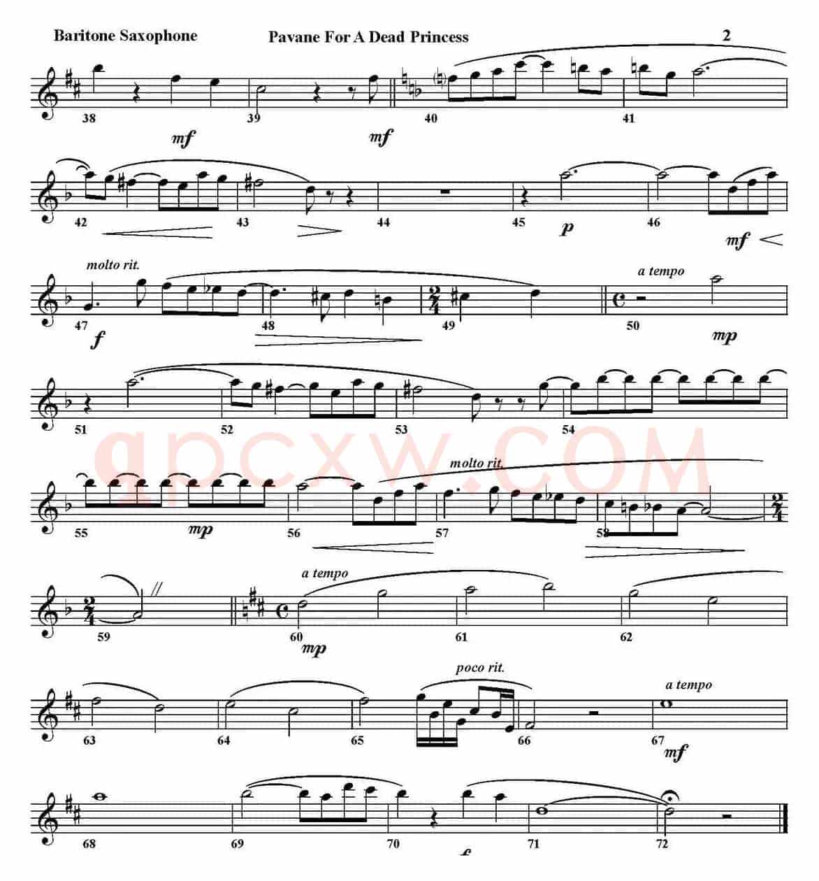 PAVANE FOR A DEAD PRINCESS（四重奏·上低音萨克斯分谱）