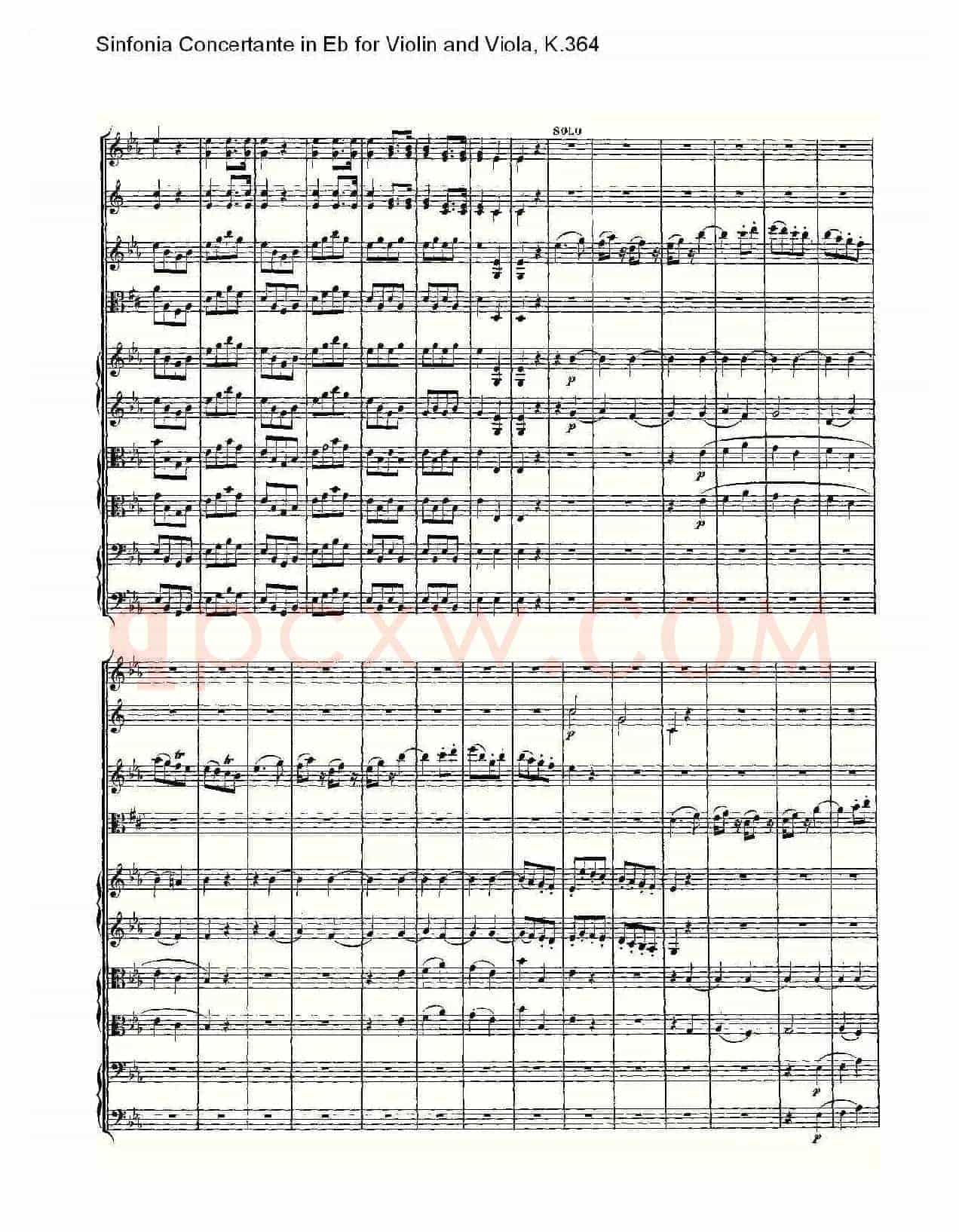 Eb调小提琴与中提琴炫技序曲, K.364(二)