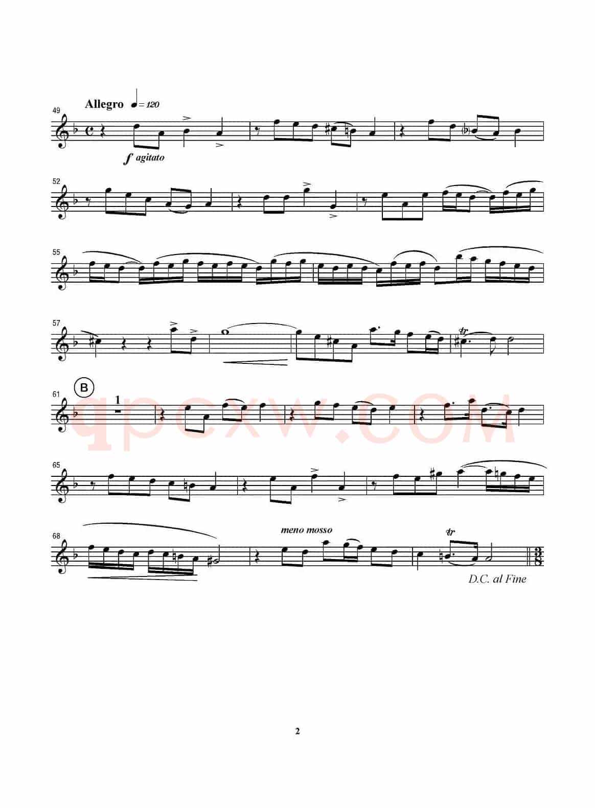 Piangero la sorte mia（小号谱）