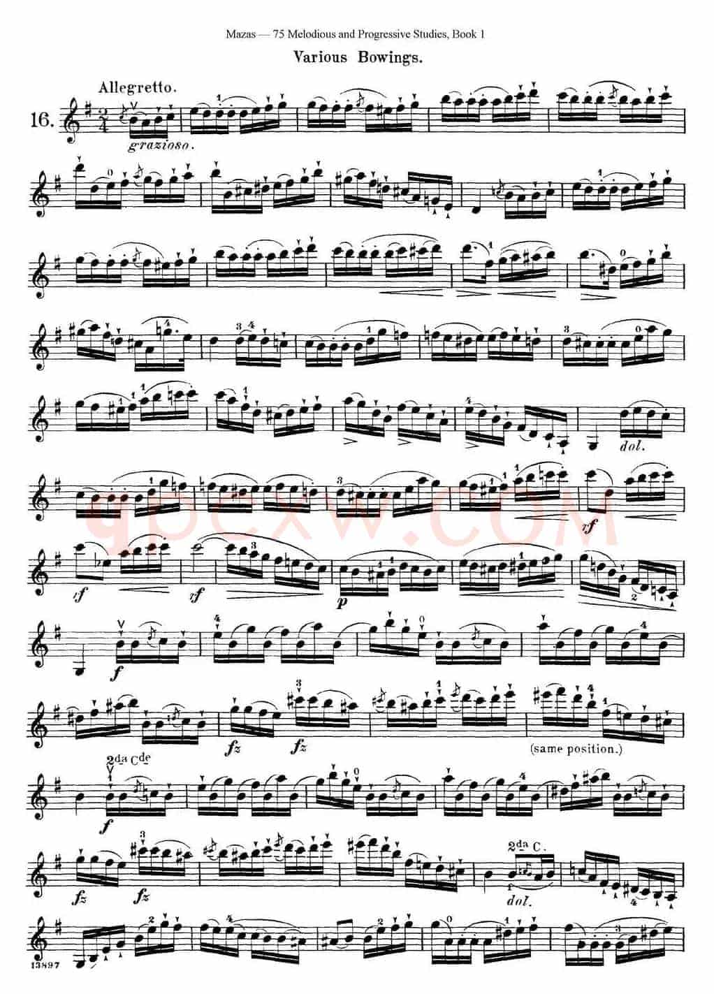 马扎斯小提琴练习曲 Op.36 第一册 特殊练习曲（16）