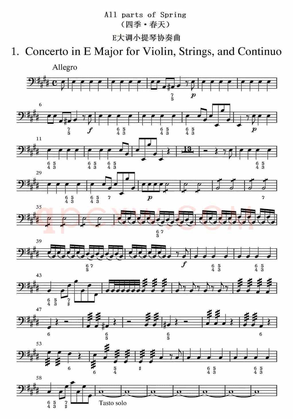 All parts of Spring（四季·春天）（贝斯分谱）