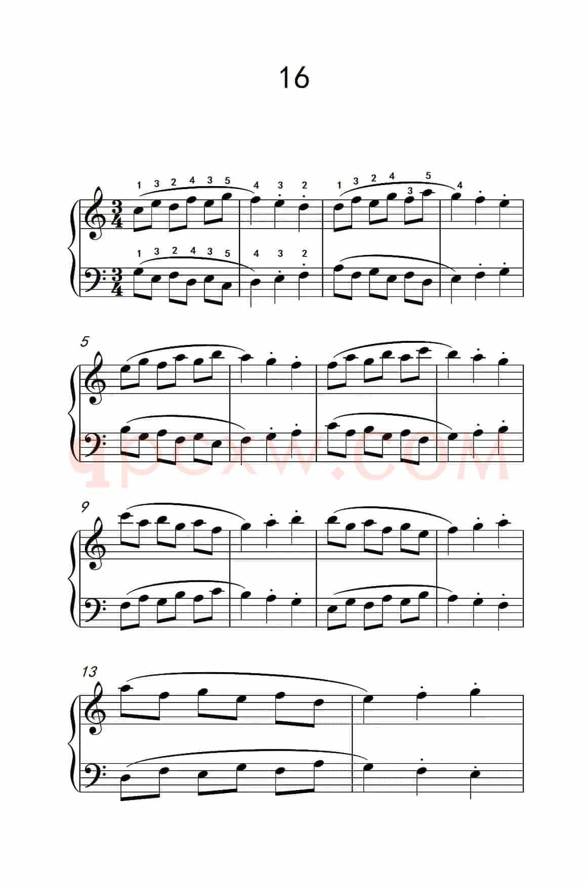 连音及跳音的混合练习16（儿童钢琴手指练习 1）