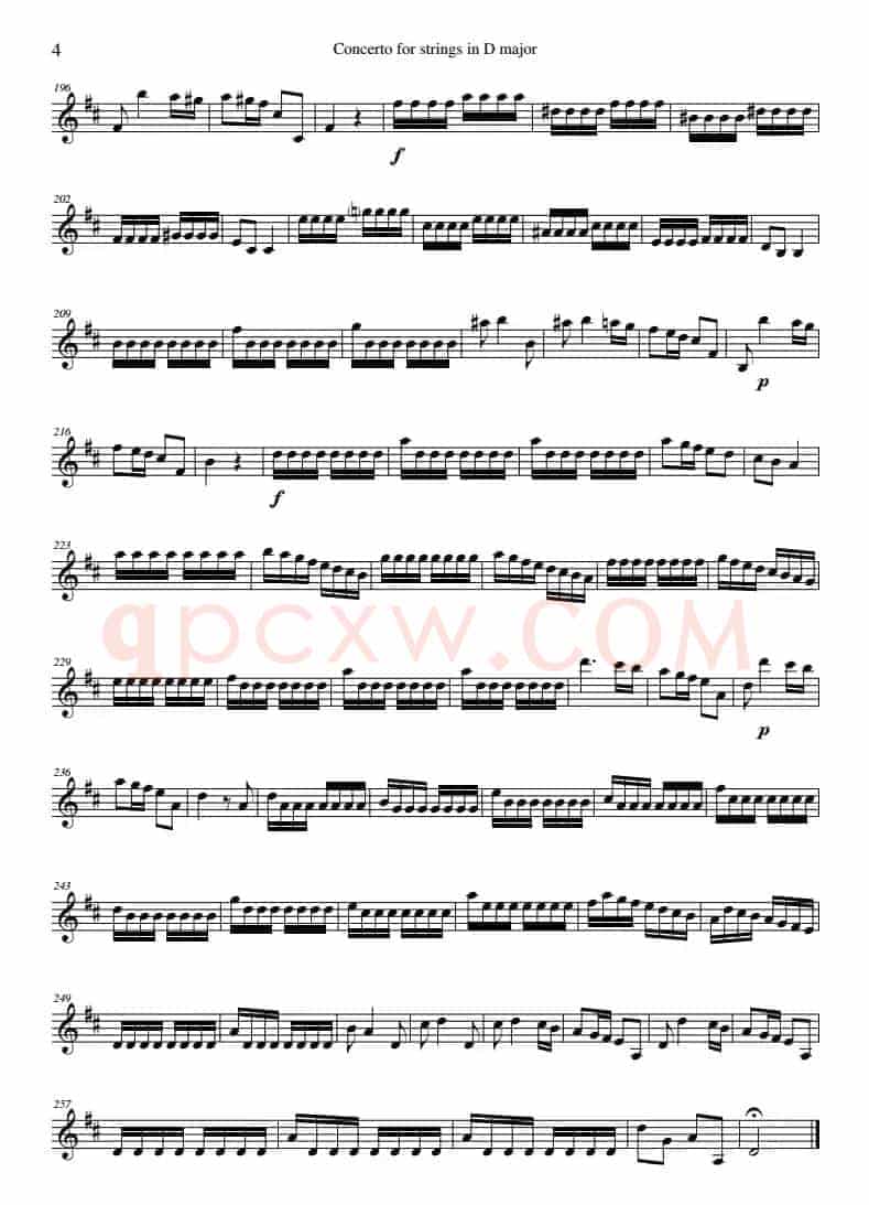 Concerto for strings in D Major（RV121、Violin Ⅱ分谱）