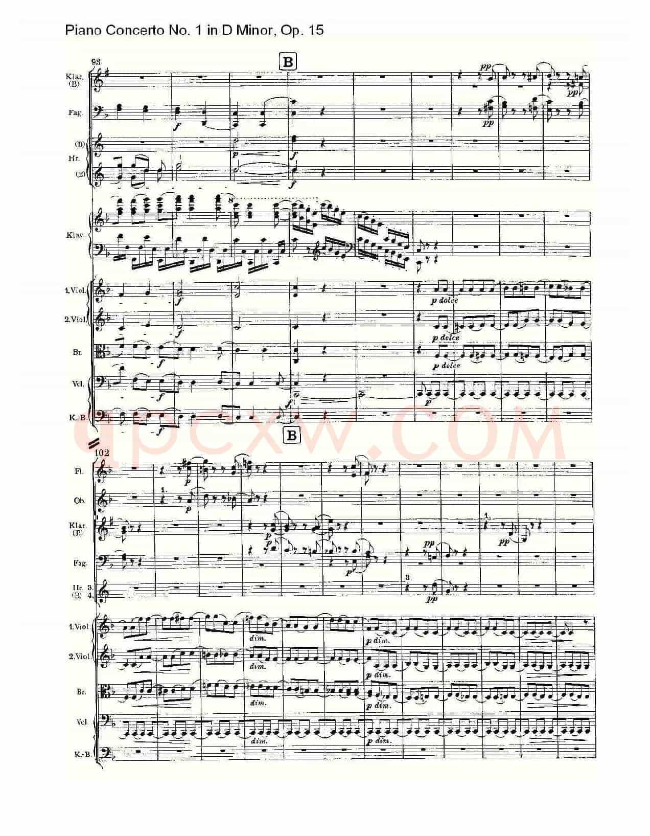 D小调钢琴第一协奏曲, Op.15第三乐章(一)
