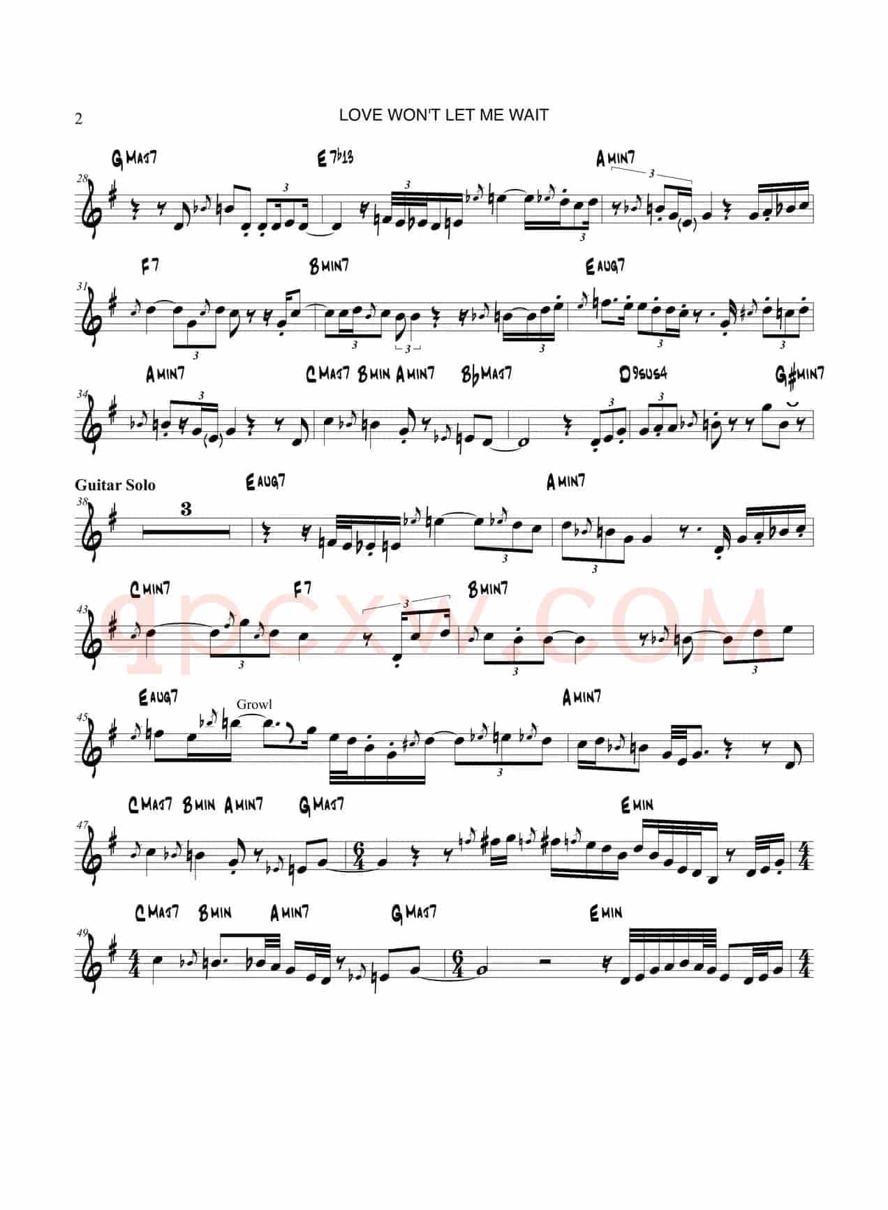 Love Wont Let Me Wait（中音萨克斯）