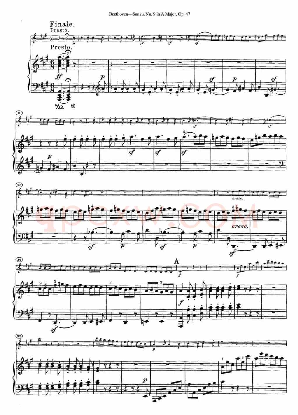Violin Sonata No.9 in A Major Op.47（小提琴+钢琴伴奏）