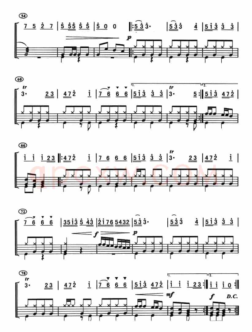 拉德斯基进行曲（架子鼓、主旋律+鼓谱）
