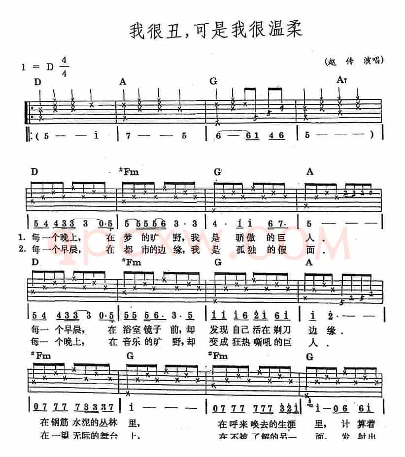 民族吉他弹唱：我很丑，可是我很温柔