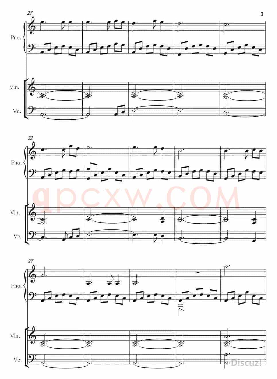 A小调浪漫曲（钢琴+小提琴+大提琴）