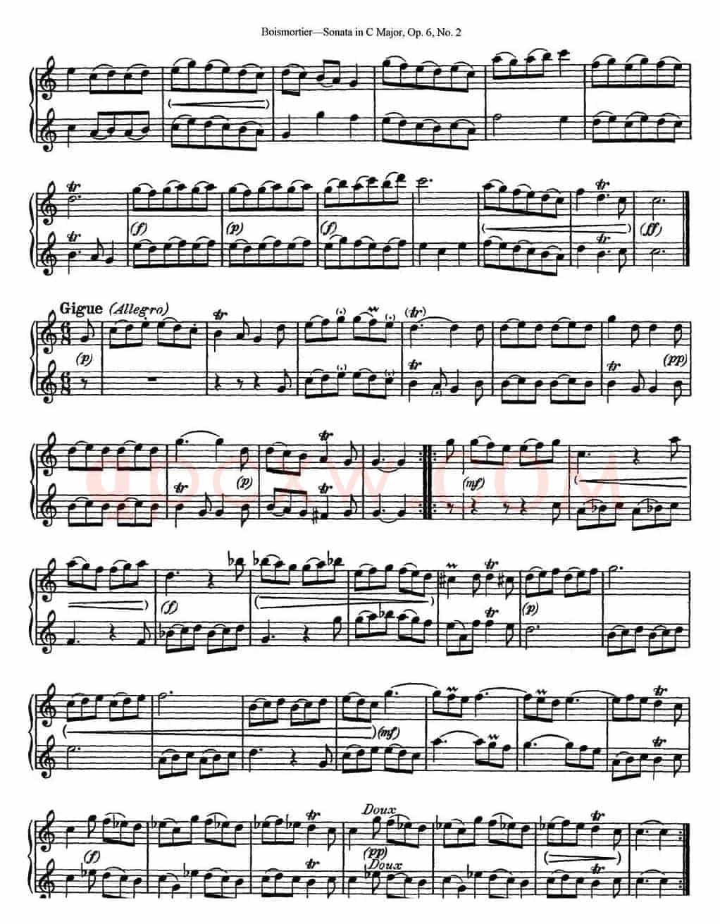 博伊斯卯绨C大调双长笛奏鸣曲Op.6（NO.2）