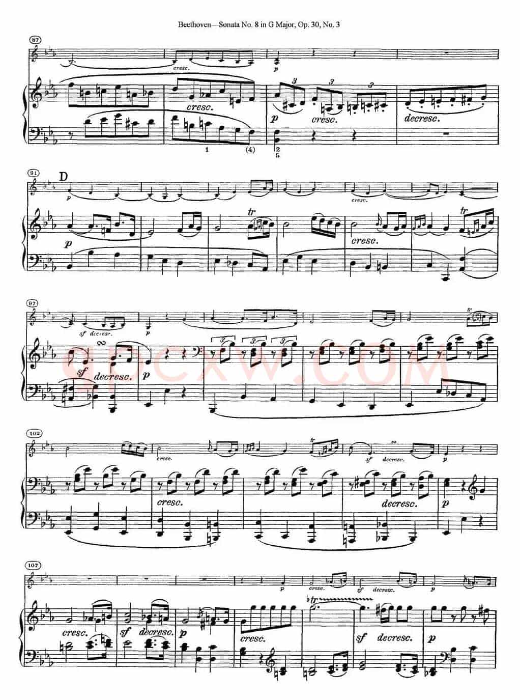 Violin Sonata No.8 in G Major Op.30 No.3（小提琴+钢琴伴奏）