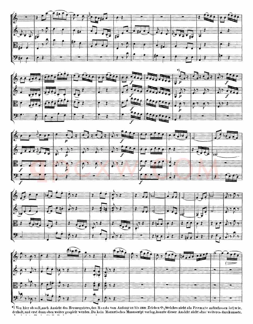 Mozart《Quartet No.10 in C Major,K.170》（总谱）