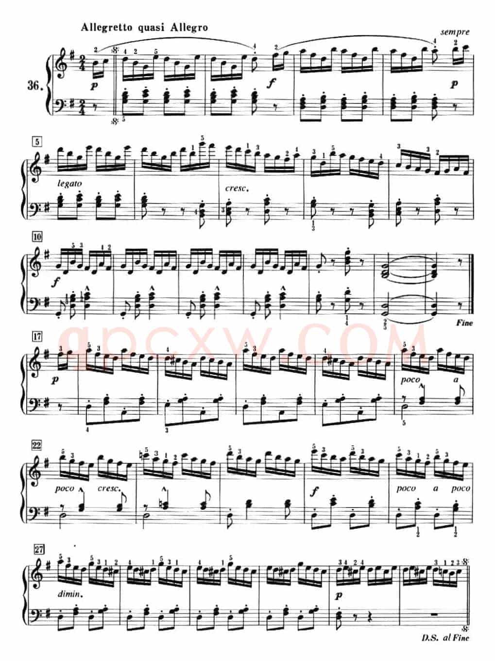 50首莱蒙钢琴练习曲 作品37（NO.36）