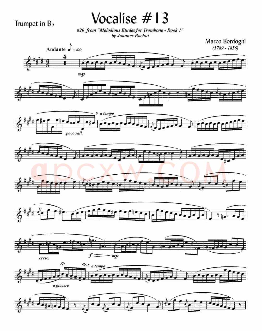 Bordogni - Vocalise #13(小号)