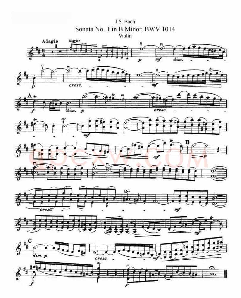 巴赫小提琴奏鸣曲No.1b小调（BWV 1014 [小提琴谱]）