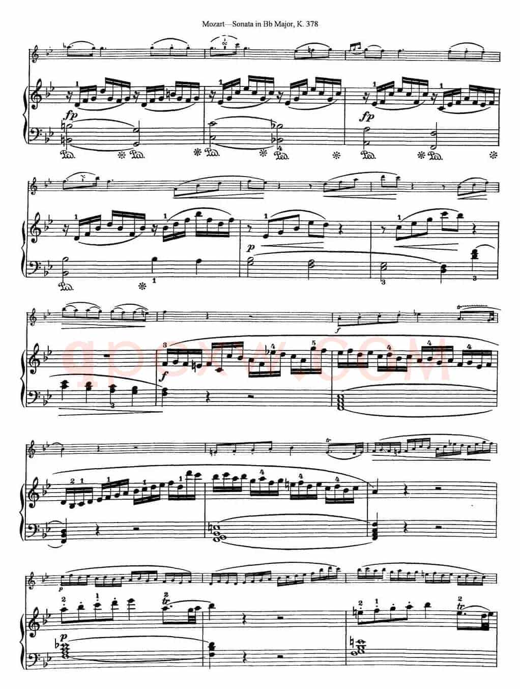 Violin Sonata in Bb Major K.378（小提琴+钢琴伴奏）