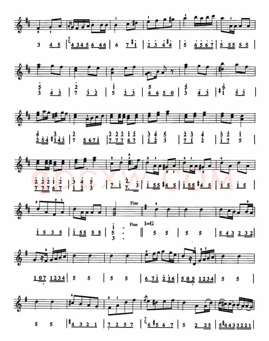 军队进行曲（口风琴、线简谱混排版）