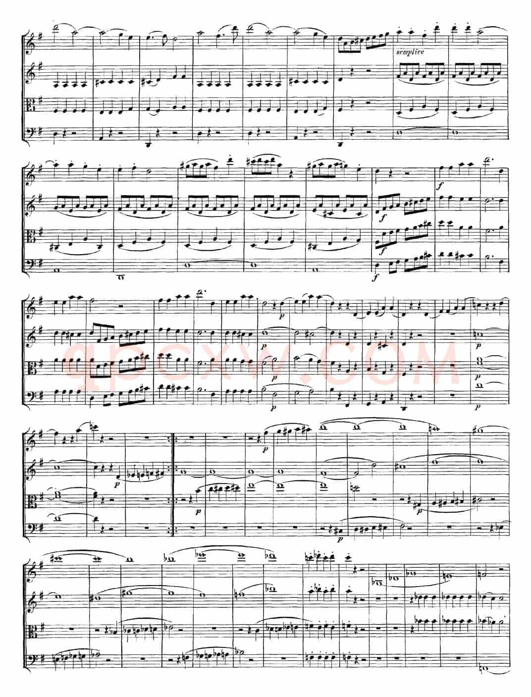 Mozart《Quartet No.14 in G Major,K.387》（总谱）