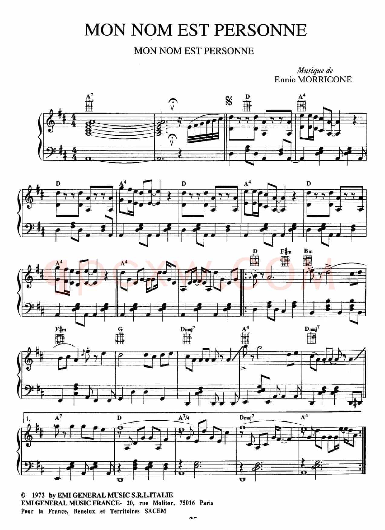电影配乐大师莫瑞康最佳20首钢琴谱（Best of Ennio Morricone·7）