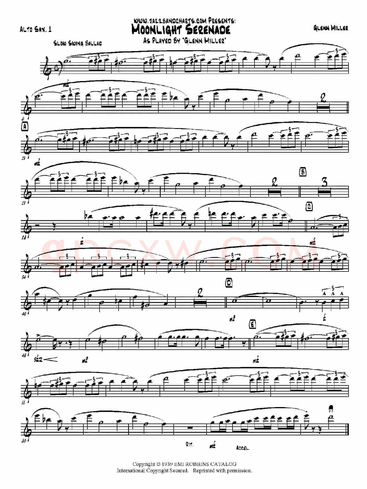 Moonlight Serenade（第一中音萨克斯分谱）