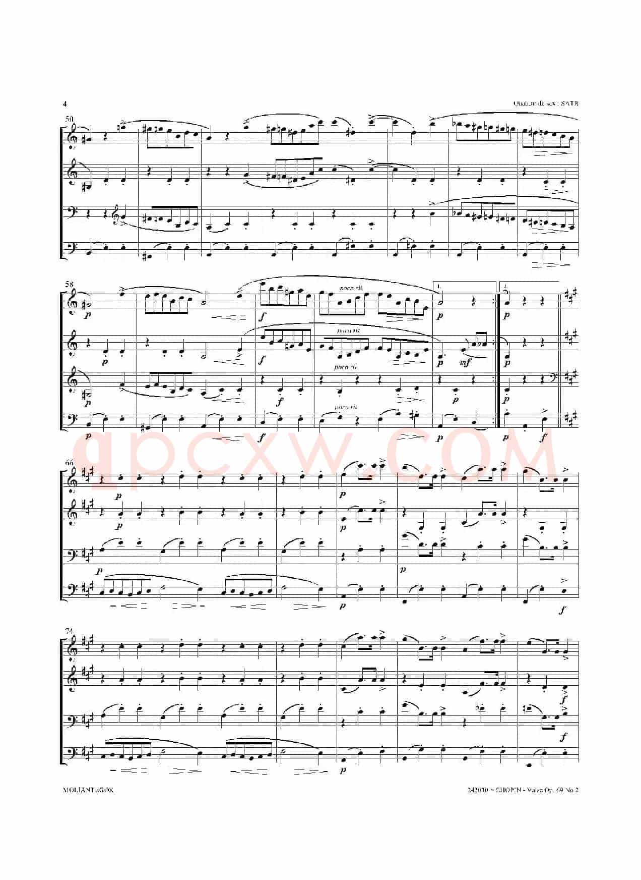 b小调圆舞曲 Op.69 No.2 （四重奏总谱）