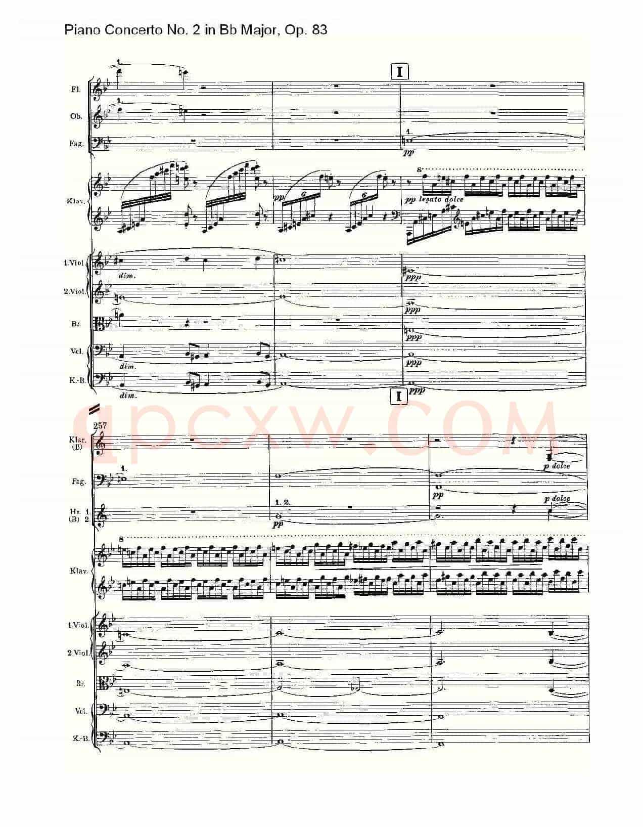 Bb大调钢琴第二协奏曲, Op.83第一乐章(一)