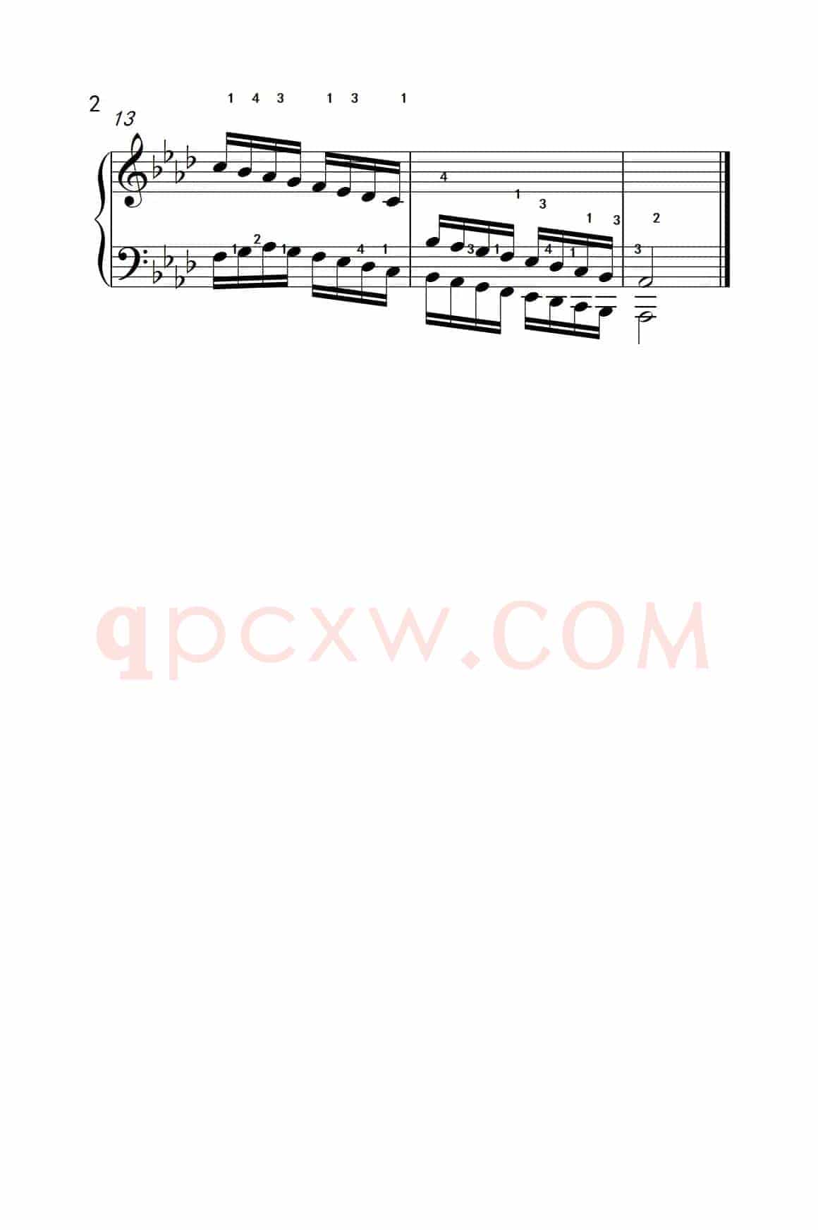降A大调音阶（反向四个八度）（孩子们的钢琴音阶、和弦与琶音 2）