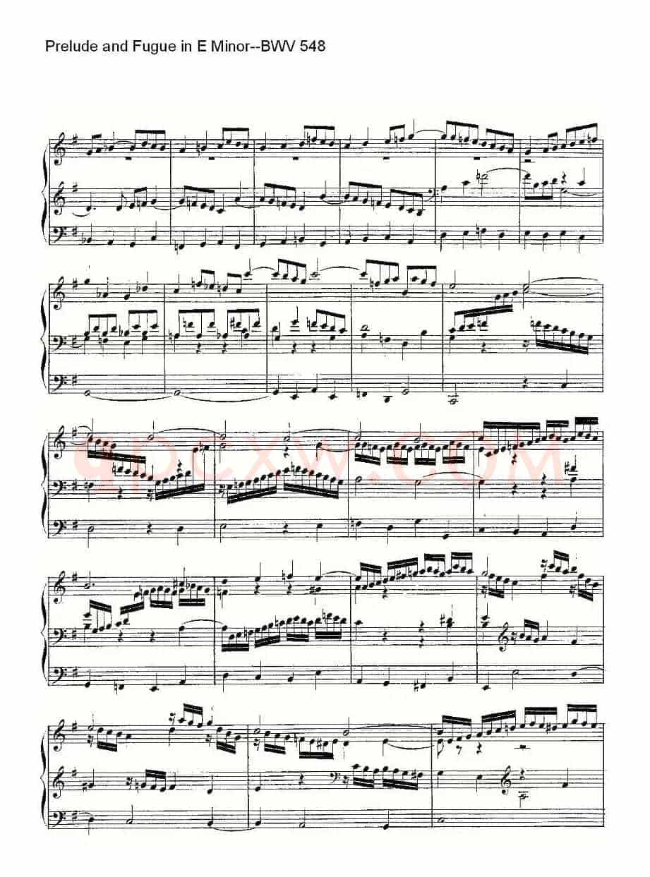 Prelude and Fugue in E Minor--BWV 548 (管风琴谱)