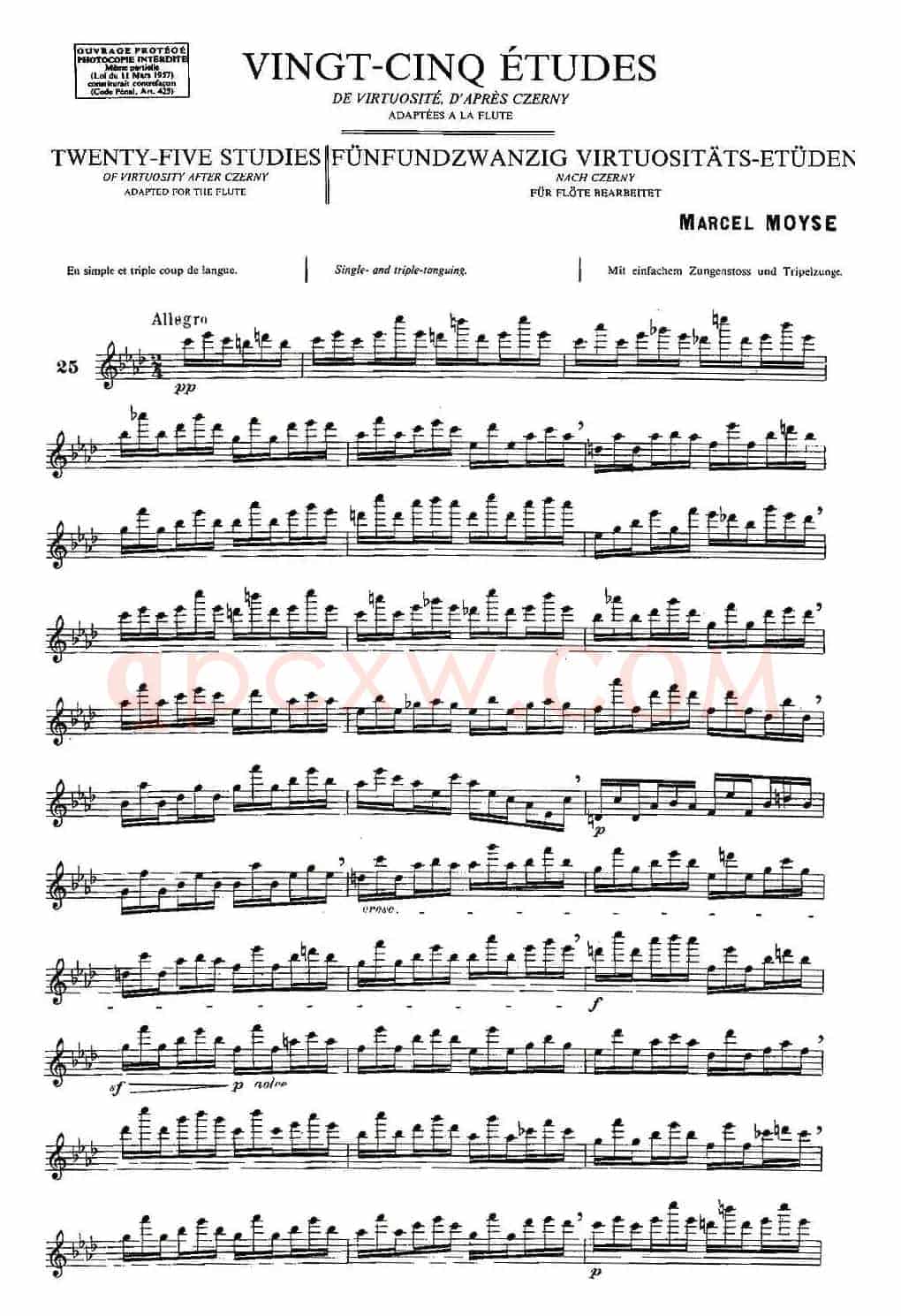 Moyse - 25 Studies after Czerny flute 之25（25首改编自车尔尼作品的练习曲）