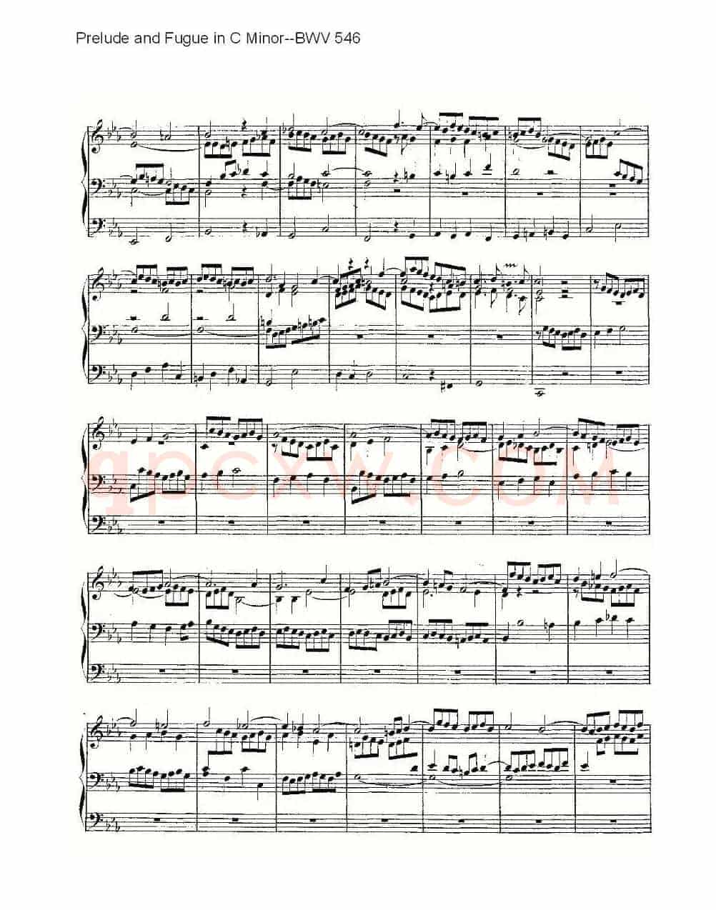 Prelude and Fugue in C Minor--BWV 546 (管风琴谱)