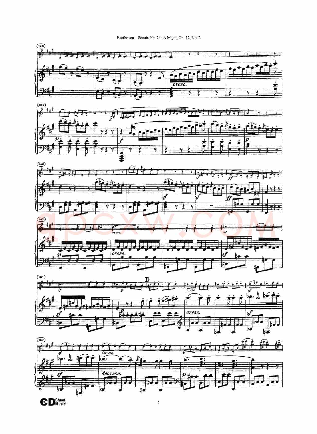 A大调第二小提琴奏鸣曲（Sonata No.2 in A Major Op.12,No.2）（小提琴+钢琴伴奏）