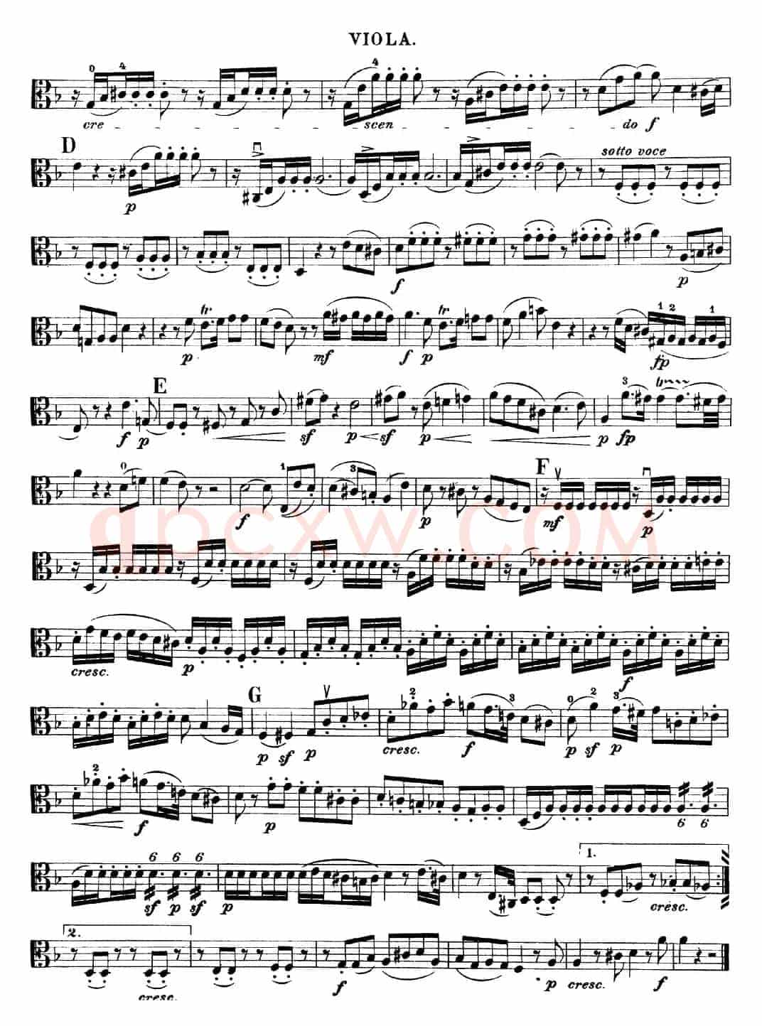 Mozart《Quartet No.15 in D Minor,K.421》（Viola分谱）