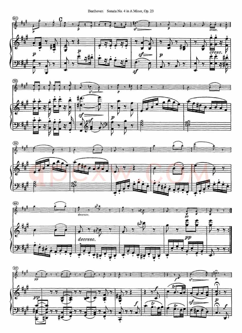 Violin Sonata No.4 in A Minor Op.23（小提琴+钢琴伴奏）