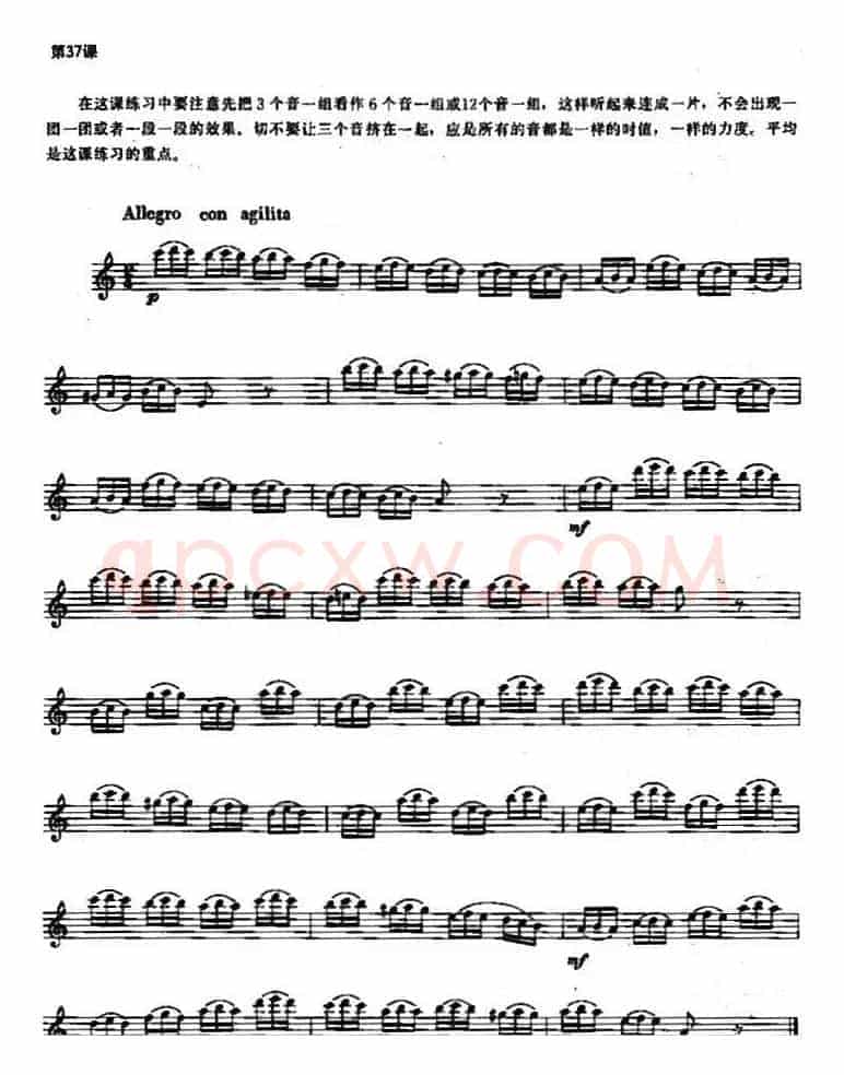 长笛练习曲100课之第37课 (三个音平均)