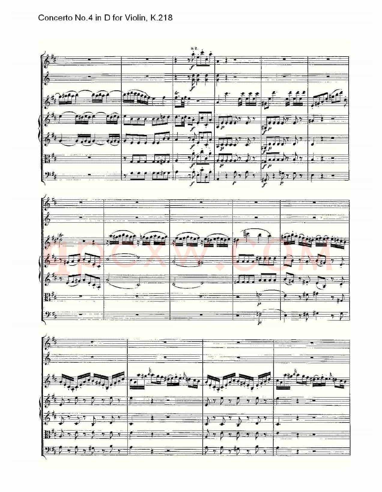 Concerto No.4 in D for Violin, K.218（D调小提琴第四协奏曲，K）
