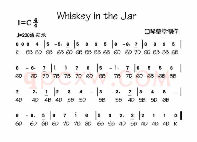 Whiskey in the Jar（布鲁斯口琴谱）